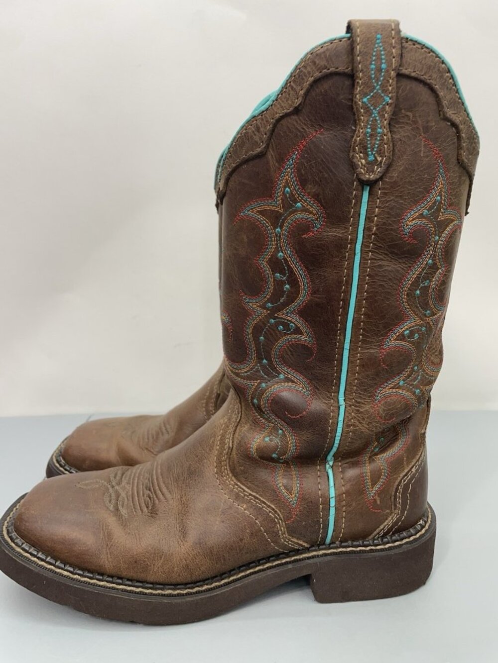 Justin Gypsy Raya Cowboy Boots Western Square Toe Distressed Brown Womens 7 - Picture 6 of 16